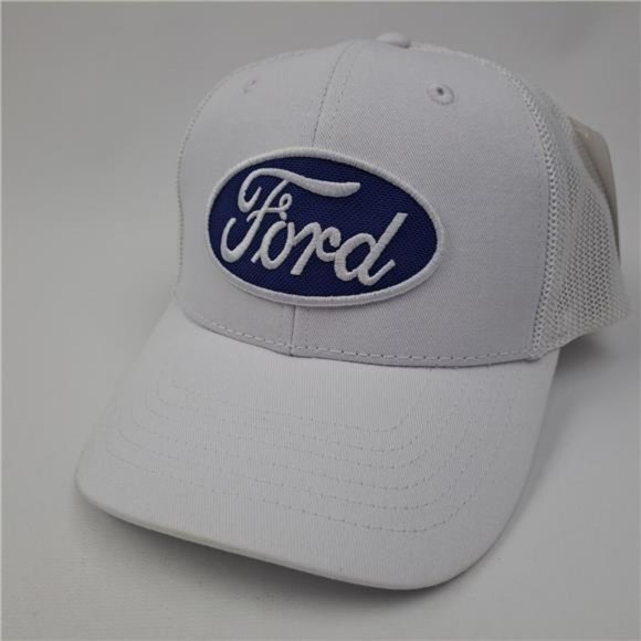 Blue Oval Retro Vintage Ford Trucker Embroidered Patch Cap Hat White Mesh GT Car main image 5